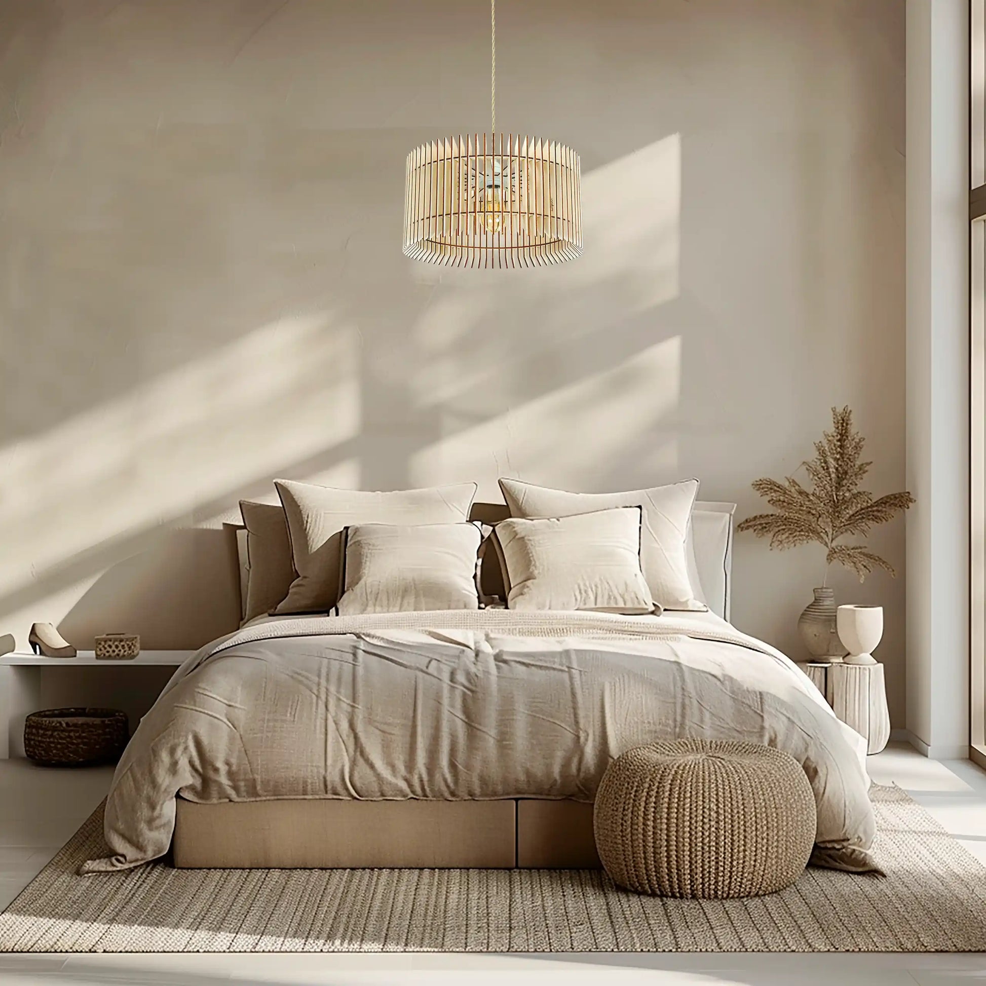 A renovated living room with wooden flooring and modern decorative elements in a grey, European-inspired style. The furniture and lighting are designed by French and American designers.